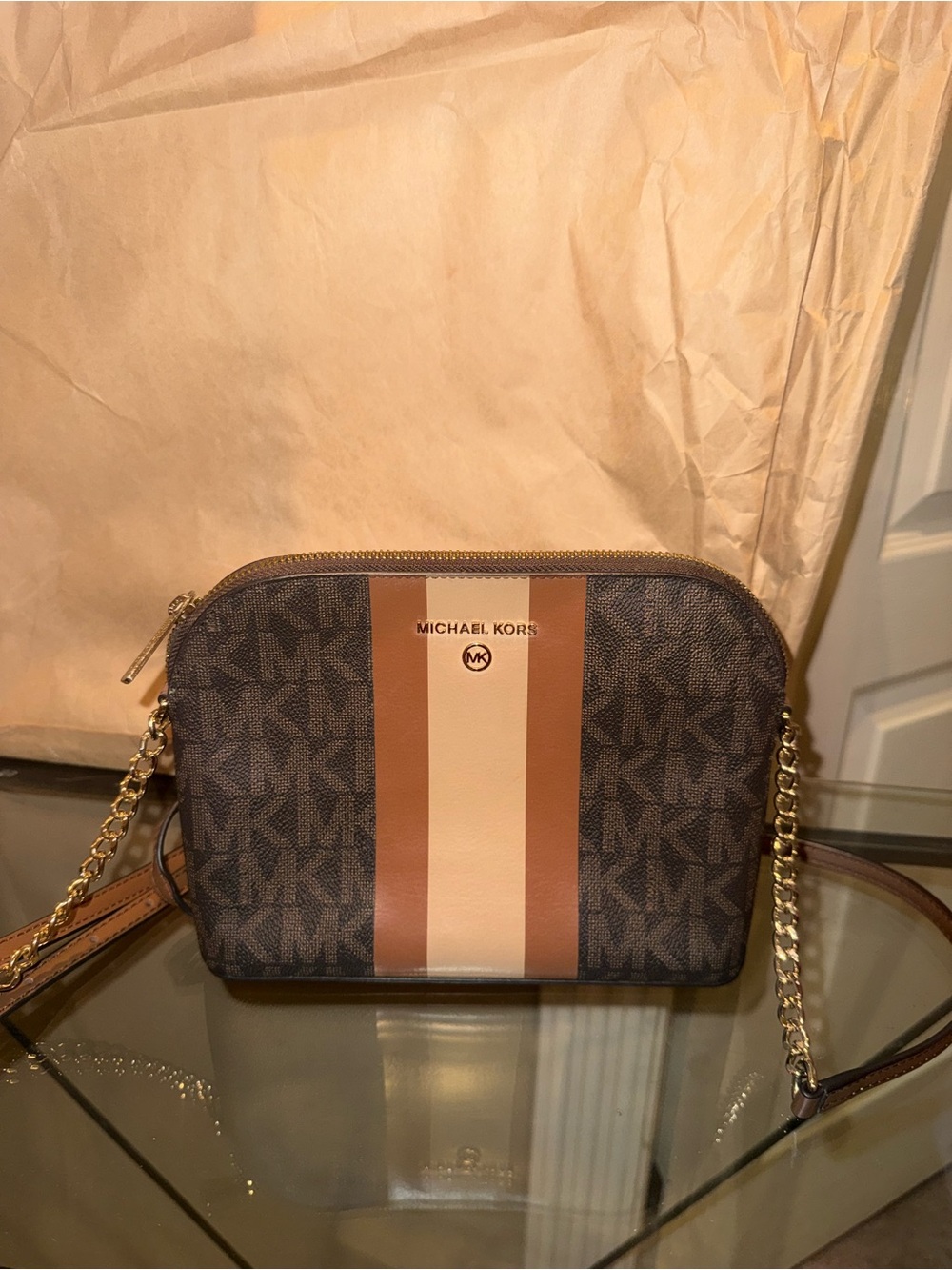 Michael Kors Beige Interior Crossbody - Gold Hardware